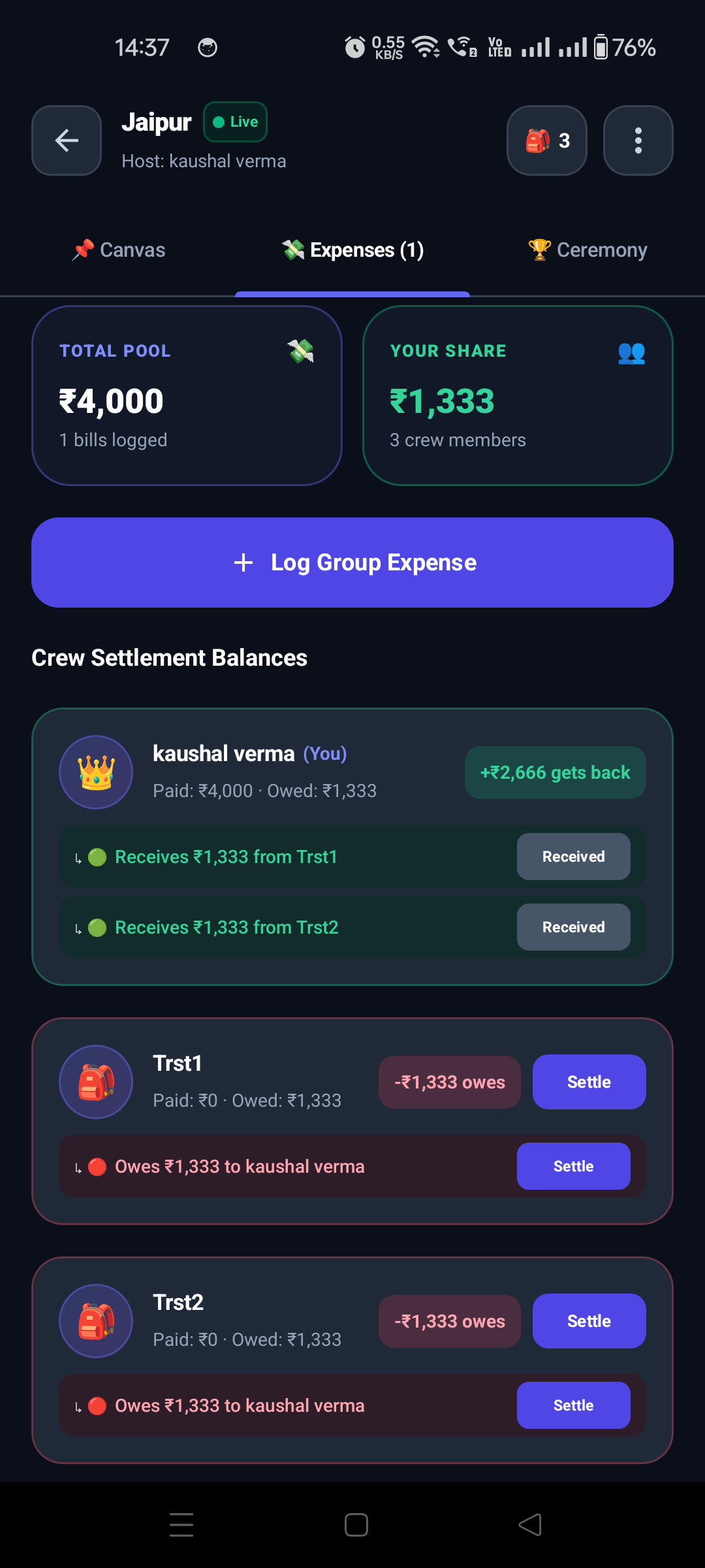 Group Expense Settlement on Android